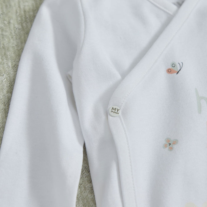 Personalised Floral All-Over Print Wrap Sleepsuit & Hat Gift Set