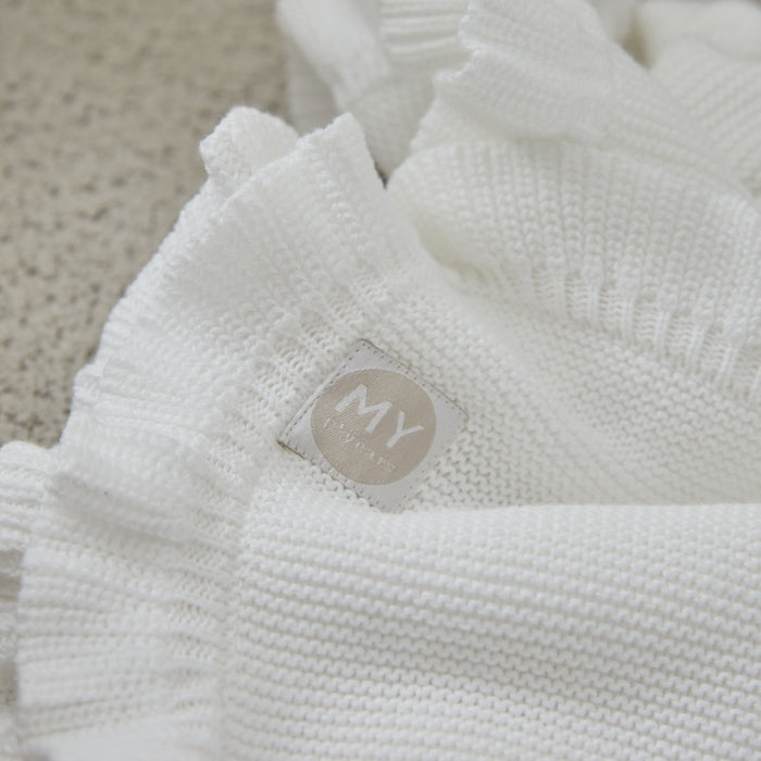 Personalised Floral Ivory Frill Blanket