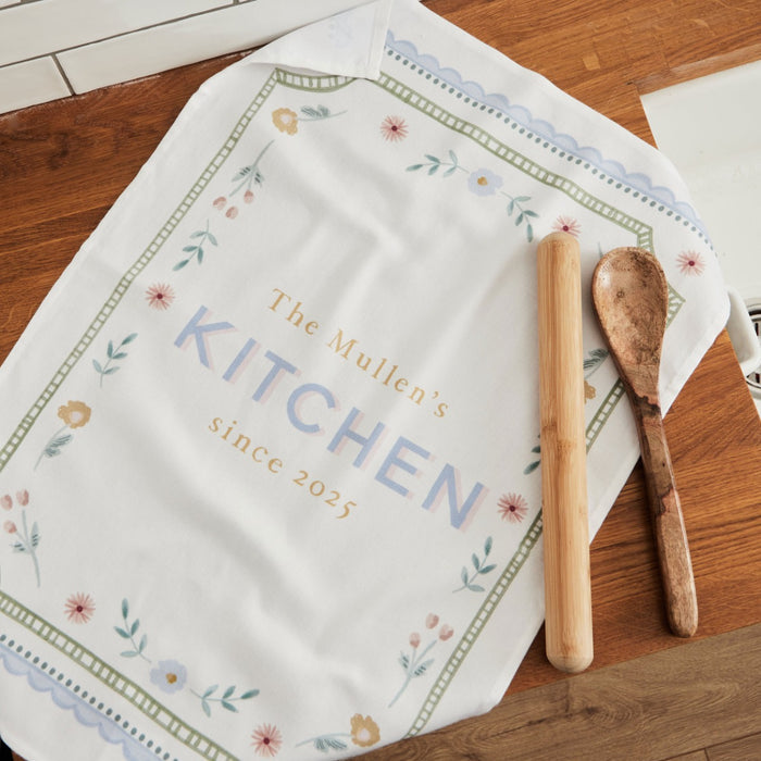Personalised Floral Kitchen Tea Towel