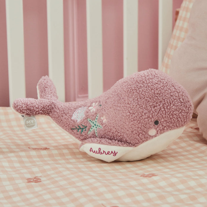 Personalised Floral Purple Whale Soft Toy