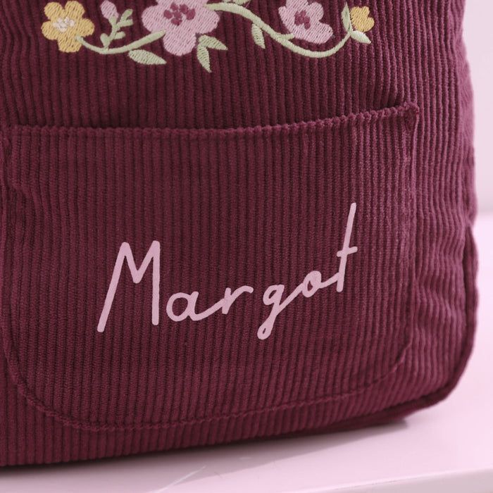 Personalised Floral Wreath Berry Cord Mini Backpack