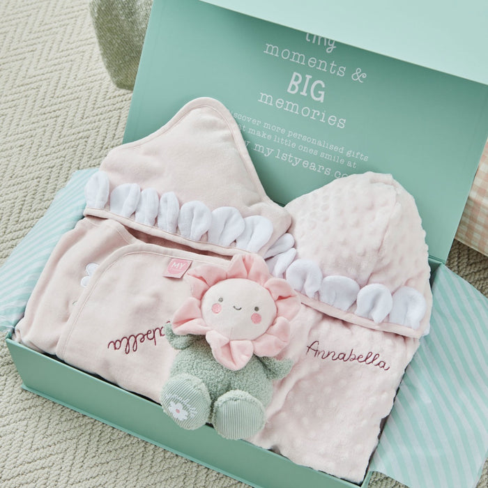 Personalised Flower Splash, Snuggle and Cuddle Gift Set