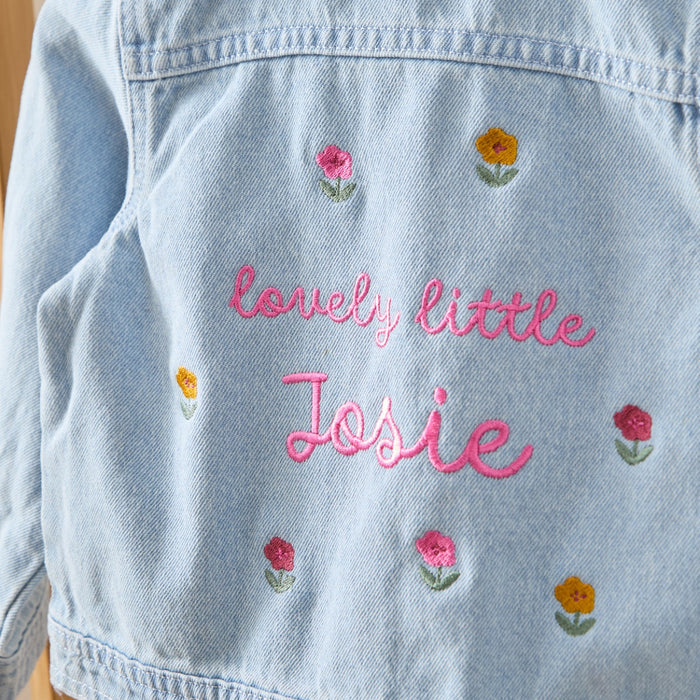 Personalised Flower Stonewash Denim Jacket