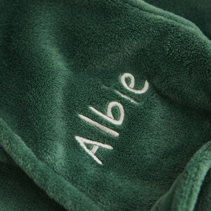 Personalised Forest Green Fleece Robe With Ears