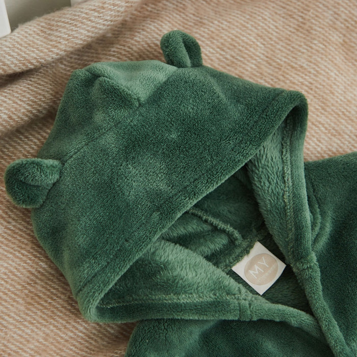 Personalised Forest Green Fleece Robe With Ears