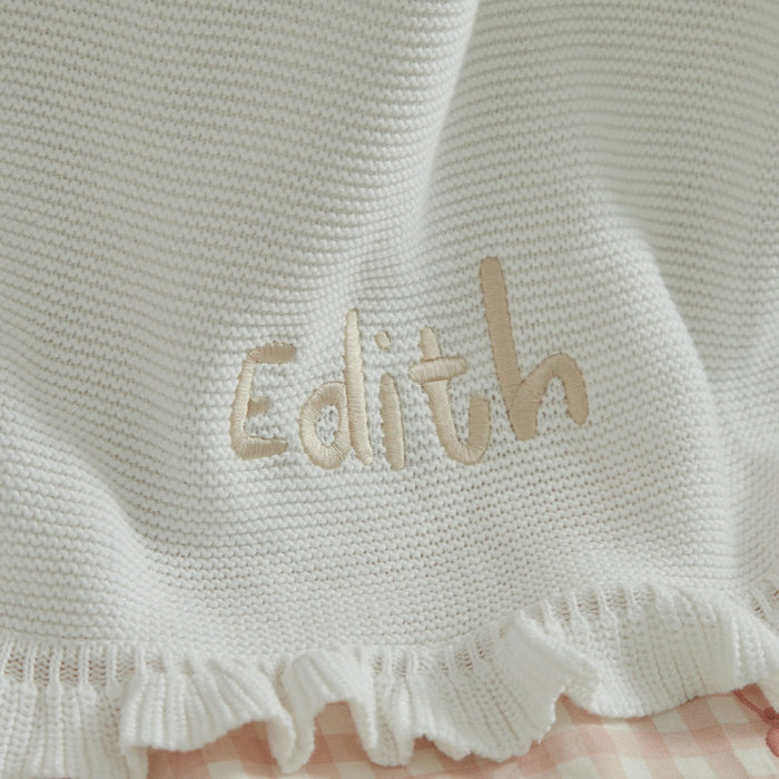 Personalised Frill Edge Ivory Blanket