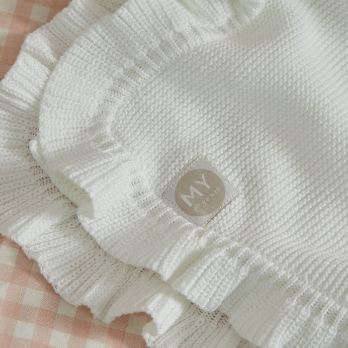 Personalised Frill Edge Ivory Blanket