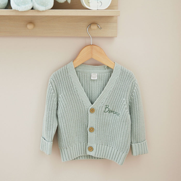 Personalised Front Name Sage Cardigan