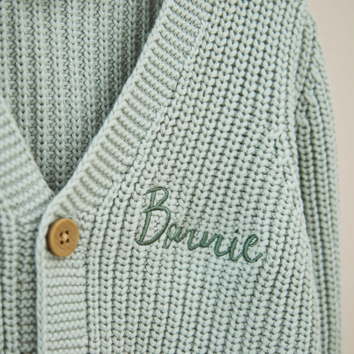Personalised Front Name Sage Cardigan