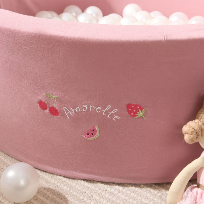 Personalised Fruit Embroidered Pink Ball Pit