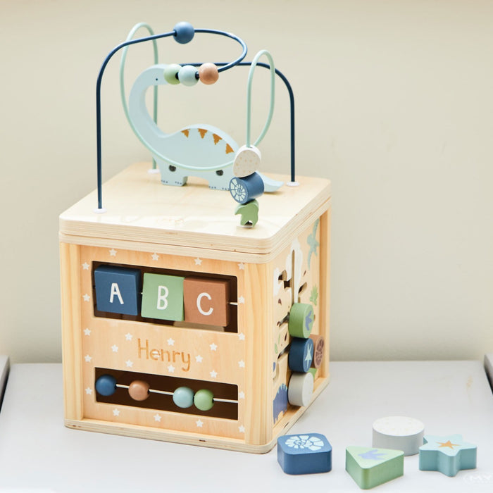Personalised FSC® Wooden Dinosaur Activity Cube