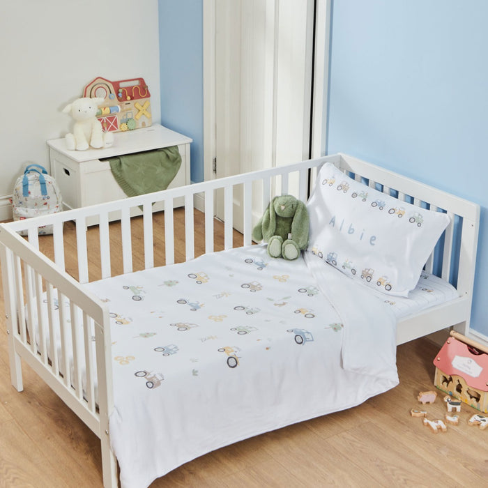 Personalised Fun on the Farm Print Toddler Duvet and Pillow Set 150x120cm