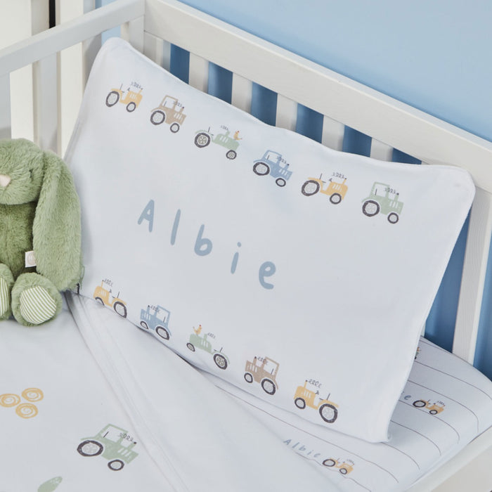Personalised Fun on the Farm Print Toddler Duvet and Pillow Set 150x120cm