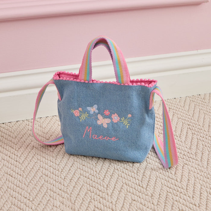 Personalised Garden Secrets Butterfly Denim Handbag