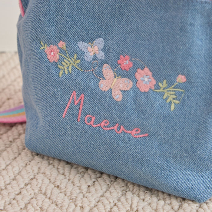 Personalised Garden Secrets Butterfly Denim Handbag