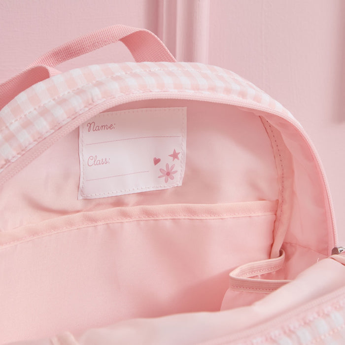 Personalised Garden Secrets Butterfly Pink Gingham Backpack