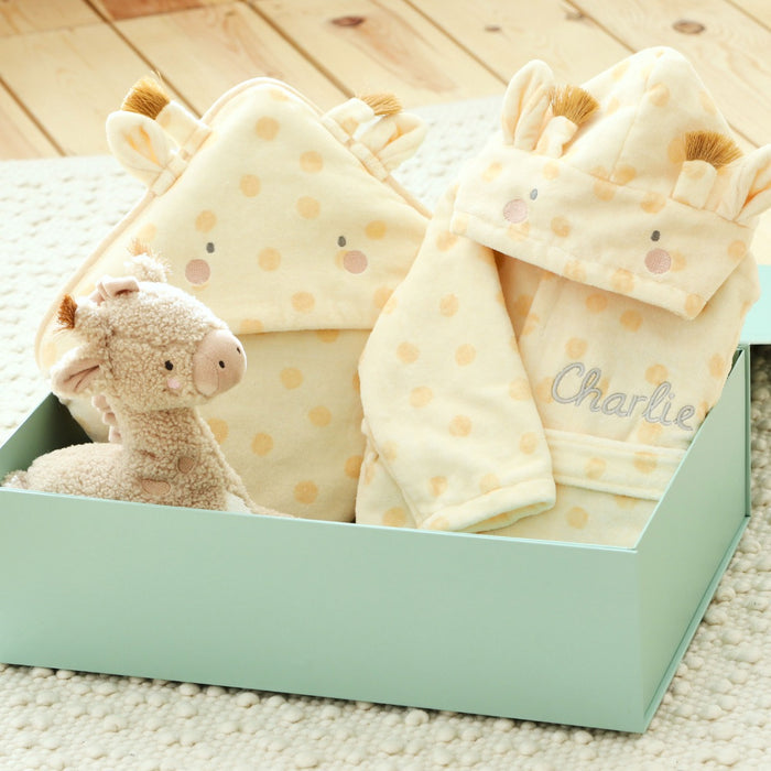 Personalised Giraffe Splash, Snuggle & Cuddle Set