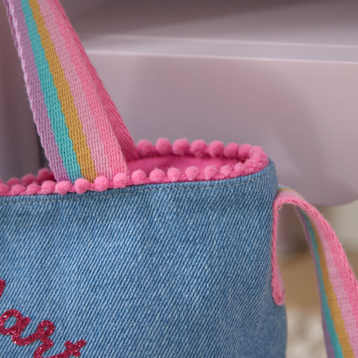Personalised Glitter Cherries Denim Handbag