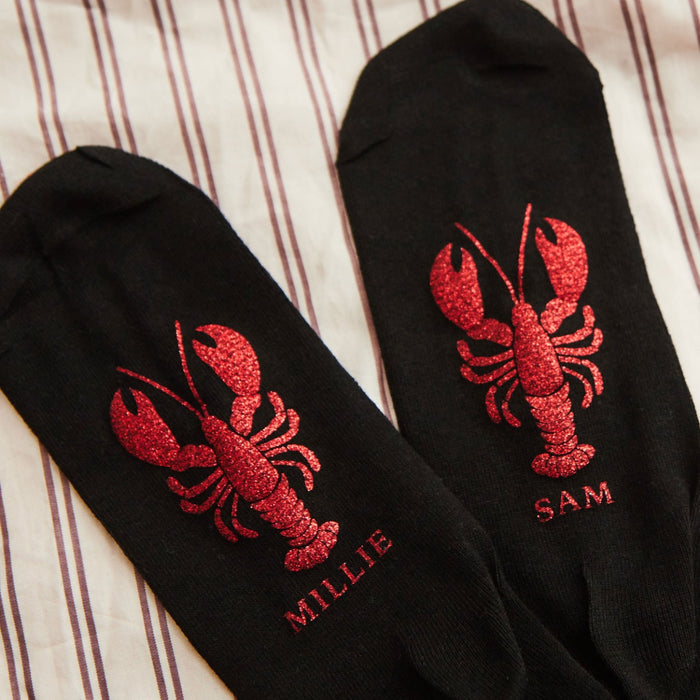 Personalised Glitter Lobster Logo Socks
