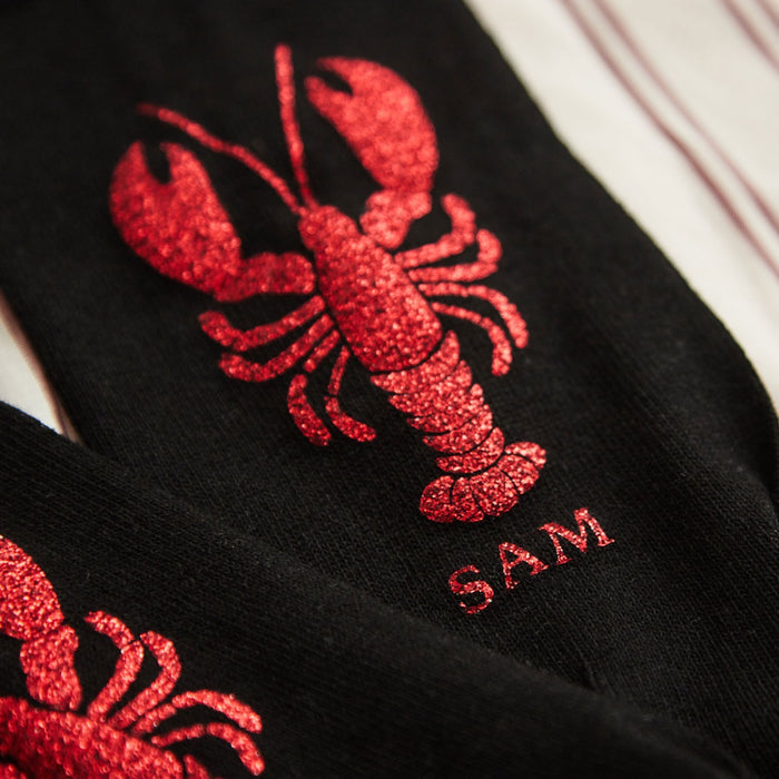 Personalised Glitter Lobster Logo Socks