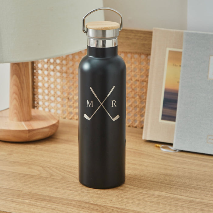 Personalised Golf Initial Black Bottle