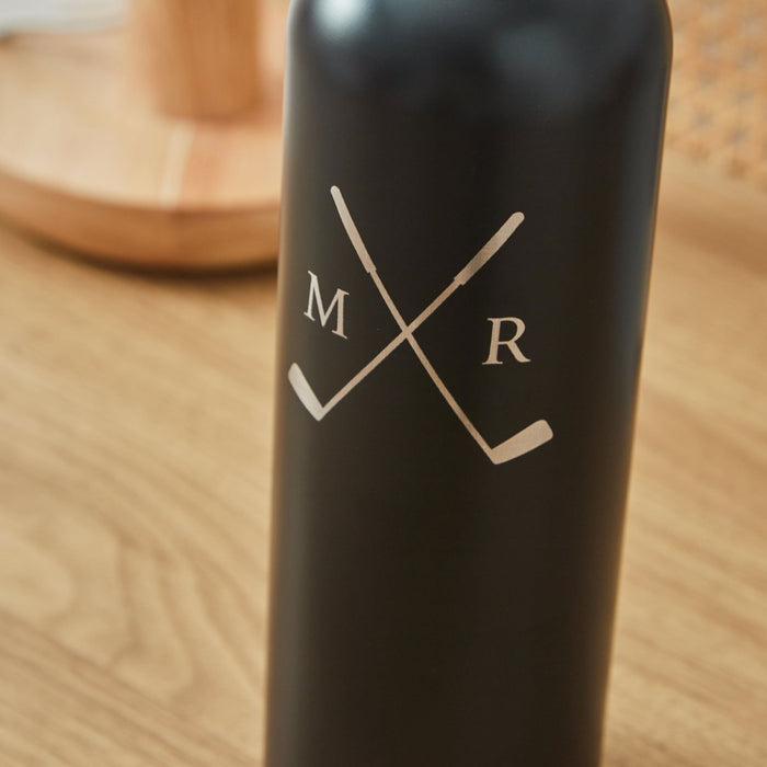 Personalised Golf Initial Black Bottle