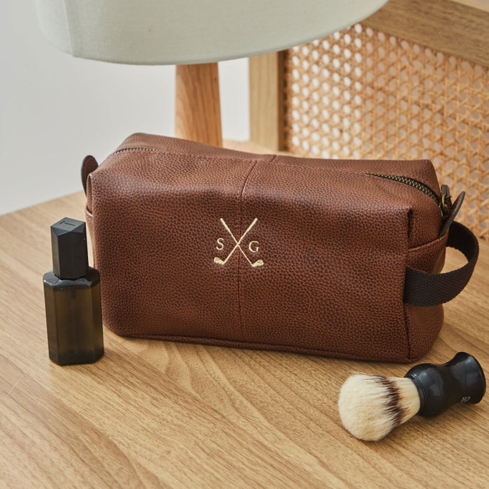Personalised Golf Initial Tan Wash Bag