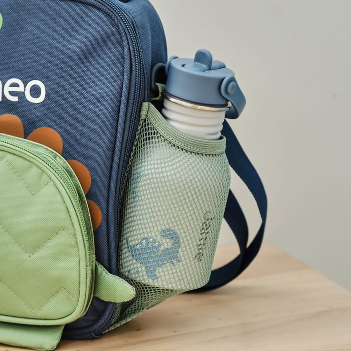 Personalised Green Dino Character Lunch Bag