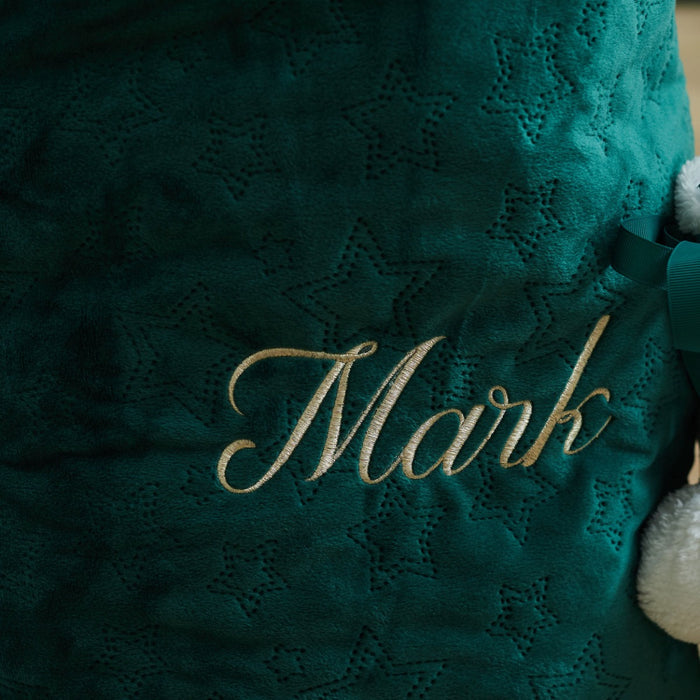 Personalised Green Embroidered Velvet Sack