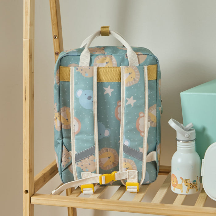 Personalised Green Safari Faces Cube Medium Backpack