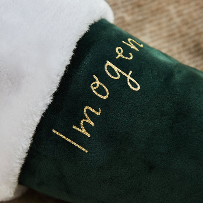 Personalised Green Velvet Name Gift Stocking