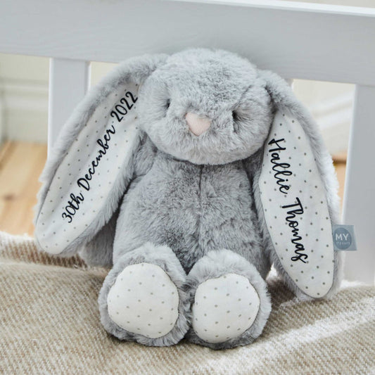 Personalised Grey Bunny Soft Toy