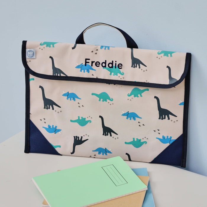 Personalised Grey Dino Book Bag