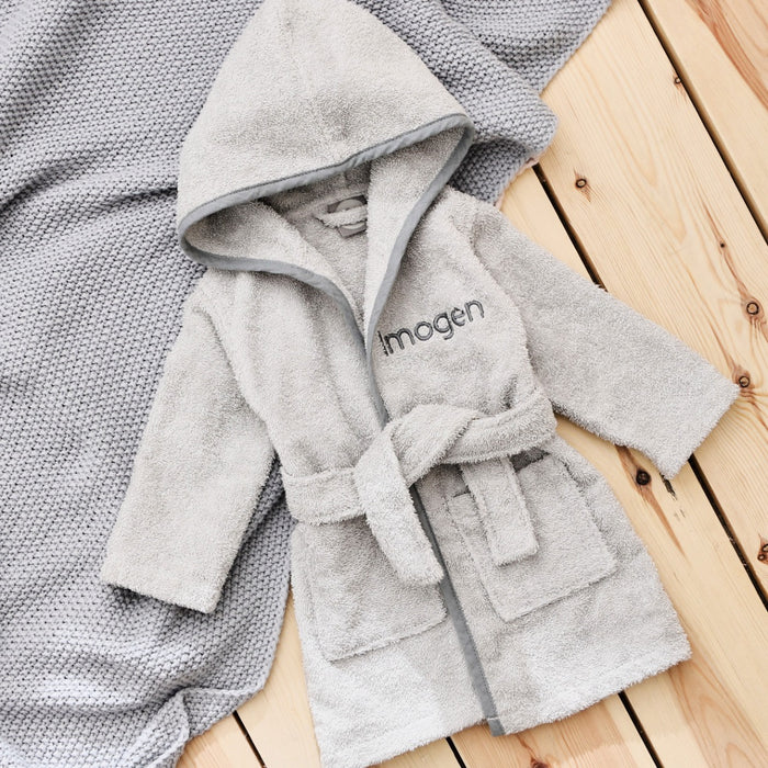 Personalised Grey Hooded Towelling Robe