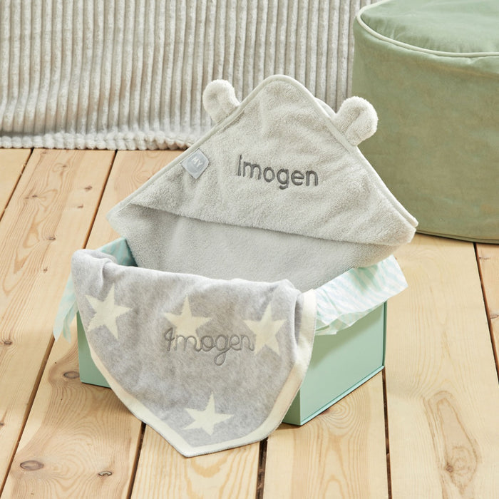 Personalised Grey Soak & Snooze Gift Set