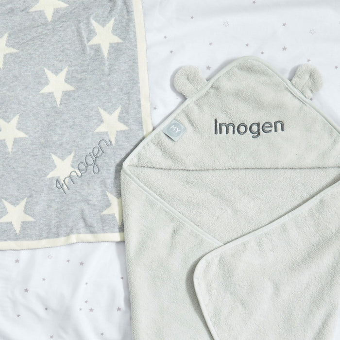 Personalised Grey Soak & Snooze Gift Set