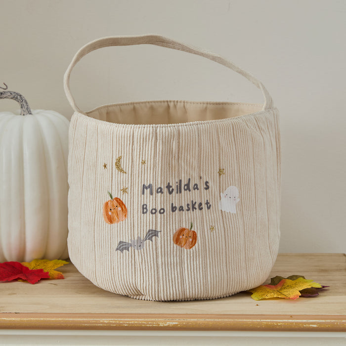 Personalised Halloween Small Cord Boo Basket