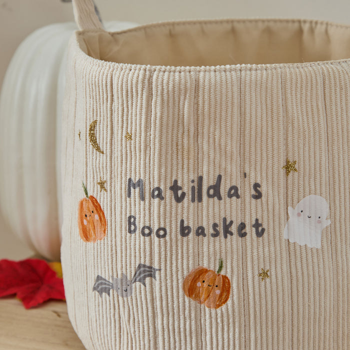 Personalised Halloween Small Cord Boo Basket