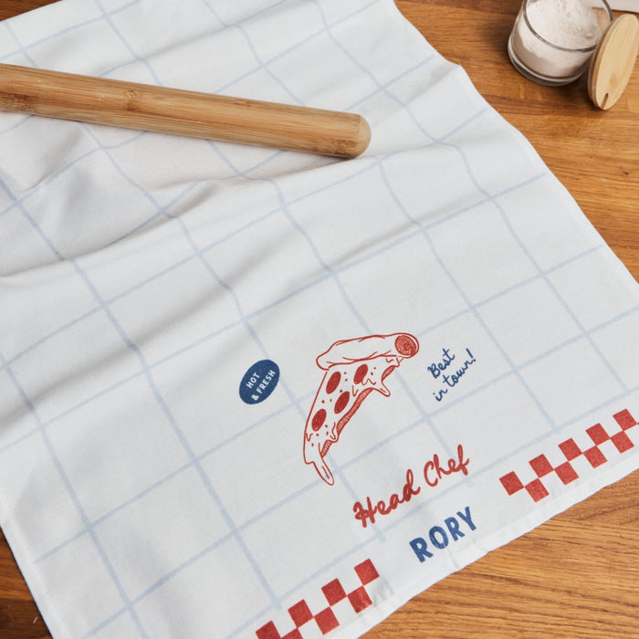 Personalised Head Chef Pizzeria Tea Towel