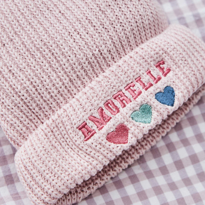 Personalised Heart-Design Pink Beanie