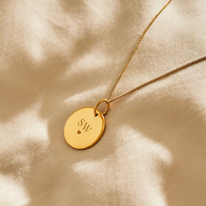 Personalised Heart Gold-Plated Disc Necklace