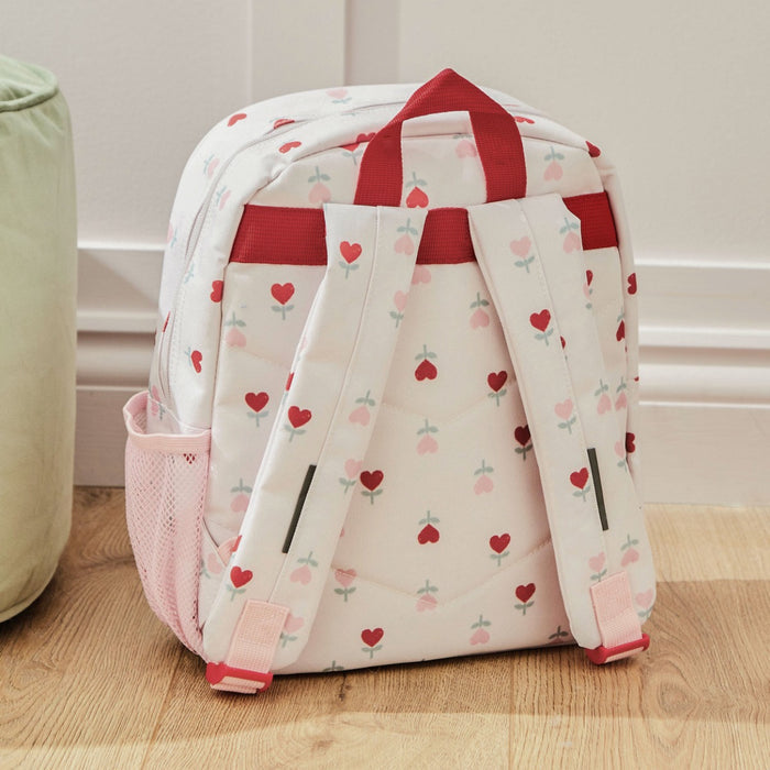 Personalised Heart Pocket Flower Medium Backpack