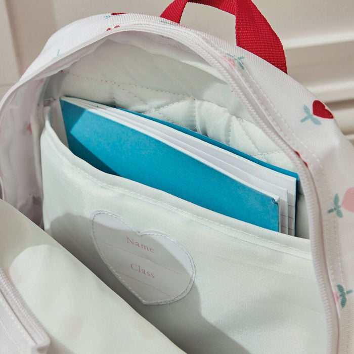 Personalised Heart Pocket Flower Medium Backpack