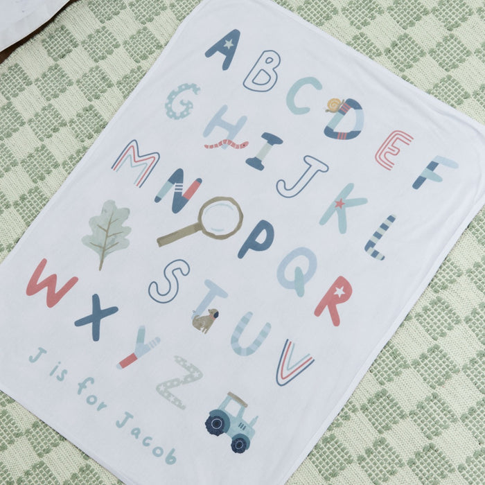 Personalised Hedgerow Hideout Abc Jersey Blanket