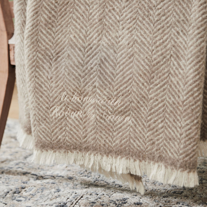 Personalised Herringbone Wool Blanket