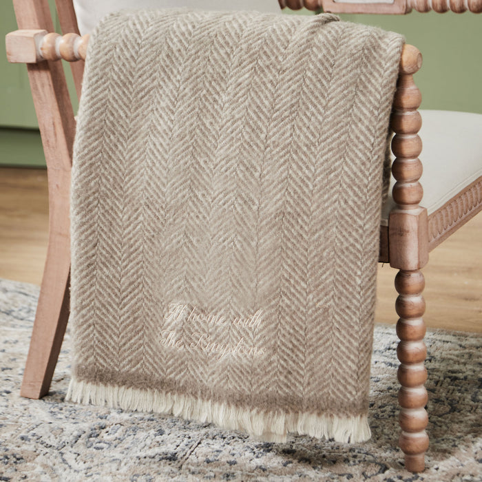 Personalised Herringbone Wool Blanket
