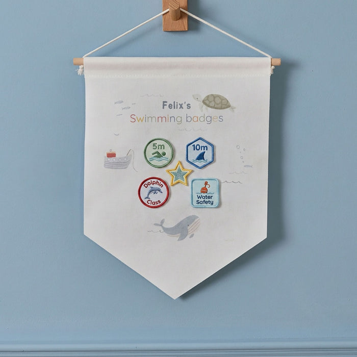 Personalised High Tide Swimming Badges Wall Hanging