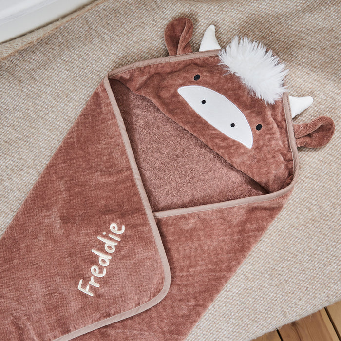 Personalised Highland Cow Hooded Towel