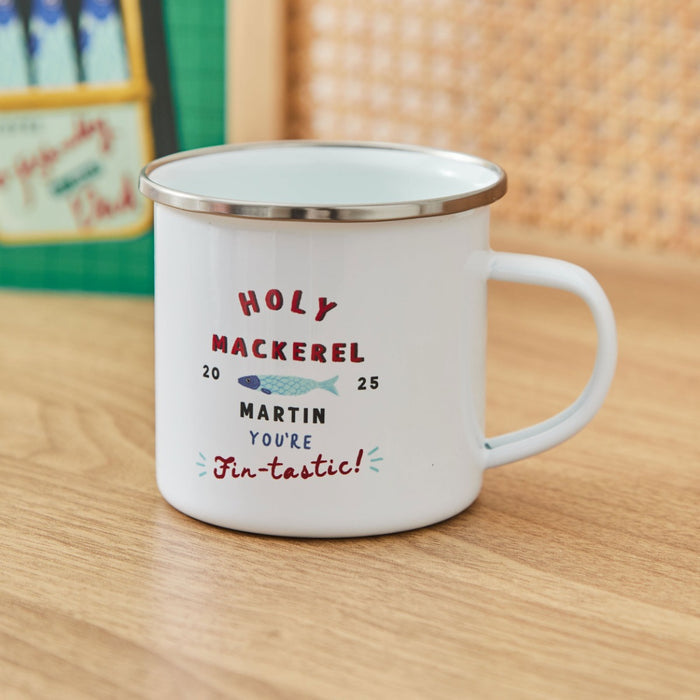 Personalised Holy Mackerel Enamel Mug