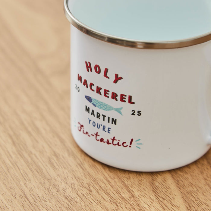 Personalised Holy Mackerel Enamel Mug